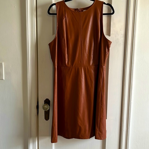 LOFT brown faux leather dress
